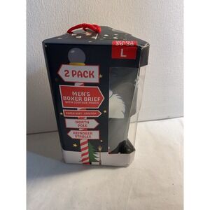 2 Pack Mens Boxer Briefs L Waist 36-38 HoHoHo Collection‎ Holiday Gift